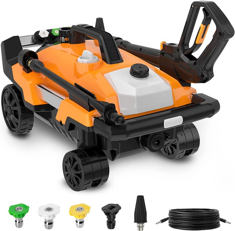 Photo 1 of SUNPOW Electric Pressure Washer 4-Wheel Dual Form Power Washer 2300 PSI 2.0 GPM High Pressure Car Washer Machine with Telescopic Rod, Onboard Detergent Tank and 5-Nozzle, Best for Home, Patio
