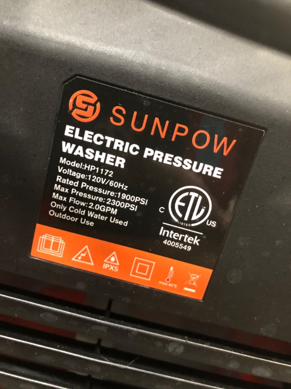 Photo 3 of SUNPOW Electric Pressure Washer 4-Wheel Dual Form Power Washer 2300 PSI 2.0 GPM High Pressure Car Washer Machine with Telescopic Rod, Onboard Detergent Tank and 5-Nozzle, Best for Home, Patio
