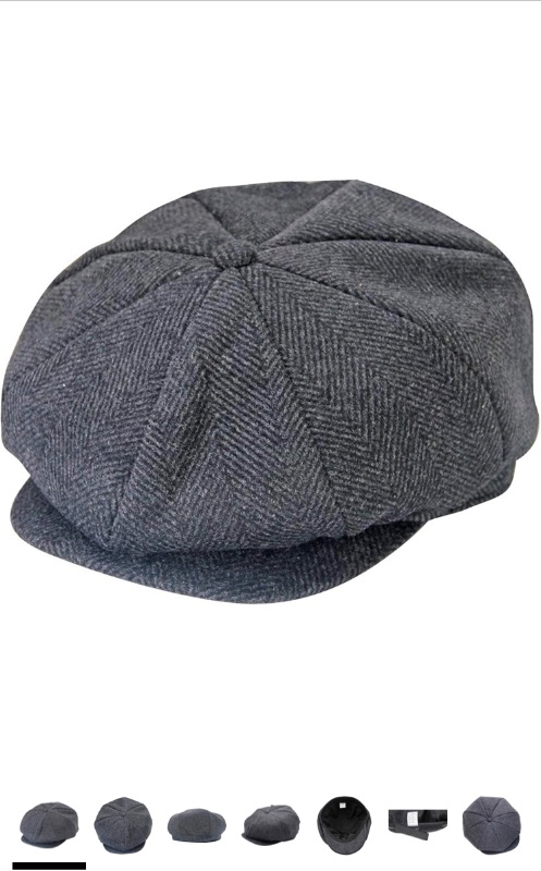 Photo 1 of jerague Wool Newsboy Cap for Men Women - Classic Vintage Gatsby Lvy Cabbie Hat Flat Beret Cap Adjustable Size