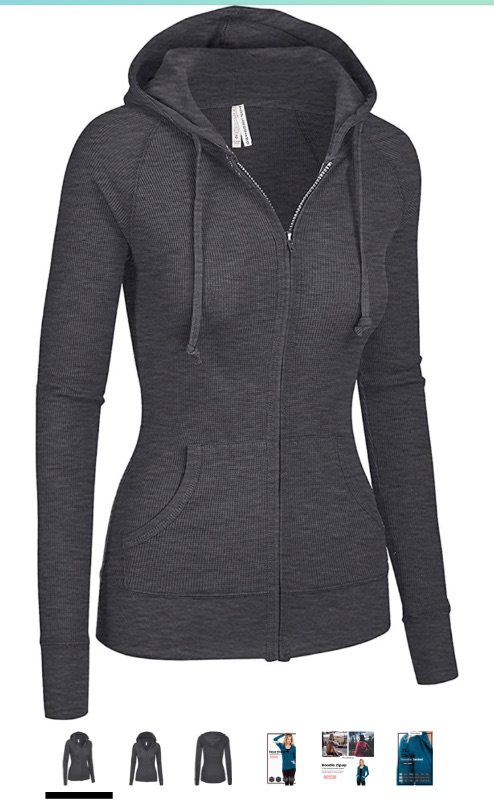 Photo 1 of Women's Active Casual Zip Up Hoodie Jacket, Lightweight Thin Junior Plus Sweater