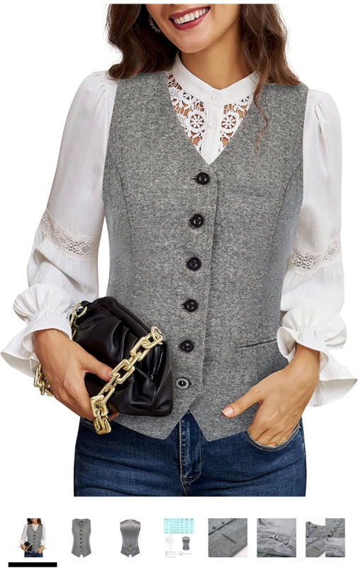 Photo 1 of Women's Vintage Vest Fully Lined Formal Business Dress Suits Button Down Steampunk Waistcoat