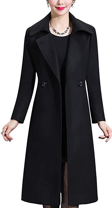 Photo 1 of Aprsfn Women's Elegant Solid Color Mid-Length Thicken Warm Wool Blend Coat
