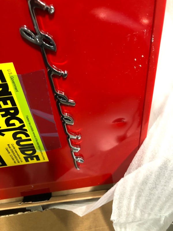 Photo 4 of ** SMALL DENT** Frigidaire 3.2 Cu. Ft. Retro Compact Refrigerator with Side Bottle Opener EFR376, Red