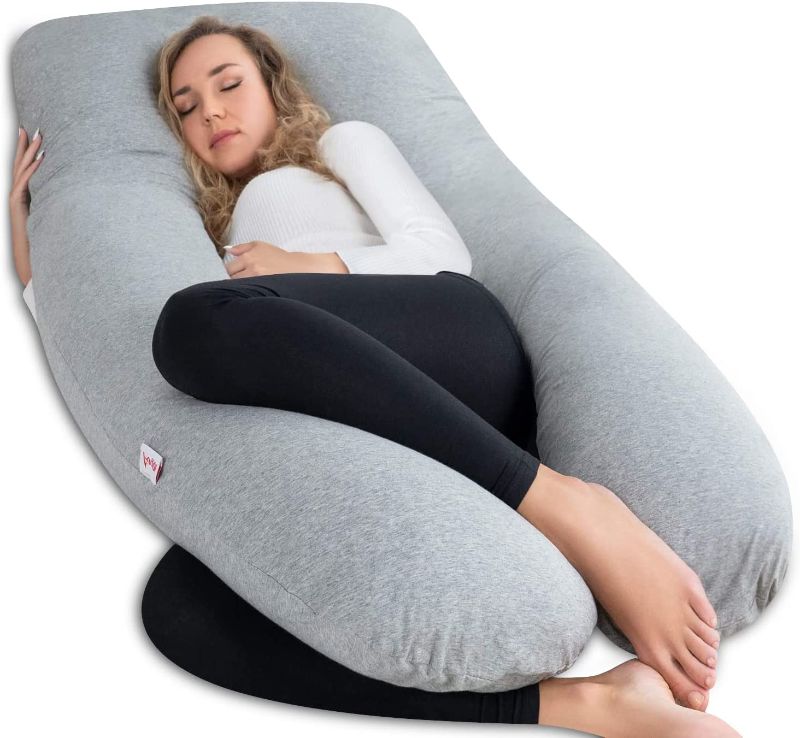 Photo 1 of AngQi Full Body Support Pillow with Cool Jersey Cover - U Shaped Pregnancy Pillow - Maternity Body Pillow - Great for Anyone
