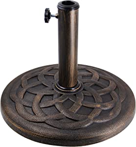 Photo 1 of 22lb Patio Market Umbrella Base Heavy Duty Outdoor Stand for Patio, Garden, Lawn, Bronze