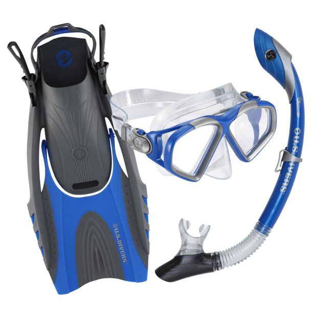 Photo 1 of U.S. Divers Adult Cozumel TX Mask, Island Dry Snorkel, HingeFlex Fins Set
L/XL