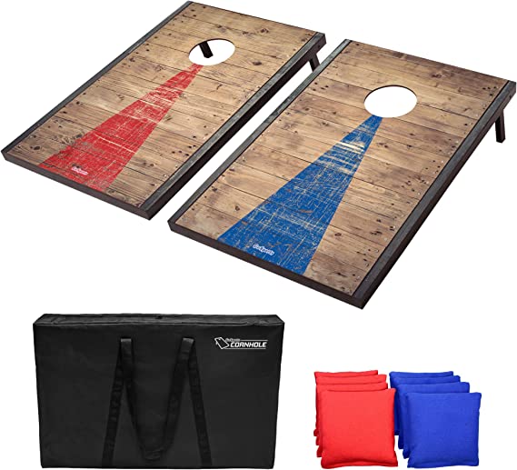 Photo 1 of DAMAGED ITEM
GoSports Classic Cornhole Set – Includes 8 Bean Bags, Travel Case and Game Rules (Choice of style)
