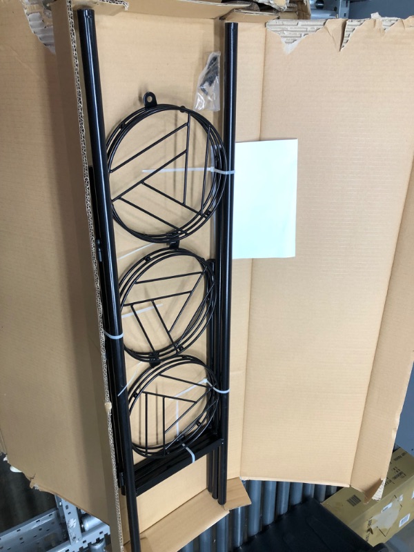 Photo 2 of 3 Tier Metal Plant Stand Rack, Foldable Tri-Level Black Corner Planter Holder, Indoor Outdoor Iron Display Shelf for Potted Plants, Decorations, and Small Objects(Matte Black)
