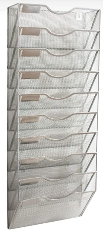 Photo 1 of DAMAGED ITEM
Klickpick Office 10 Sections Hanging Files Wall Mounted Metal Mesh Document File Organizer Magazine Holder Rack Organizer Multipurpose Use to Display Files, Magazine, Newspapers- Gray
