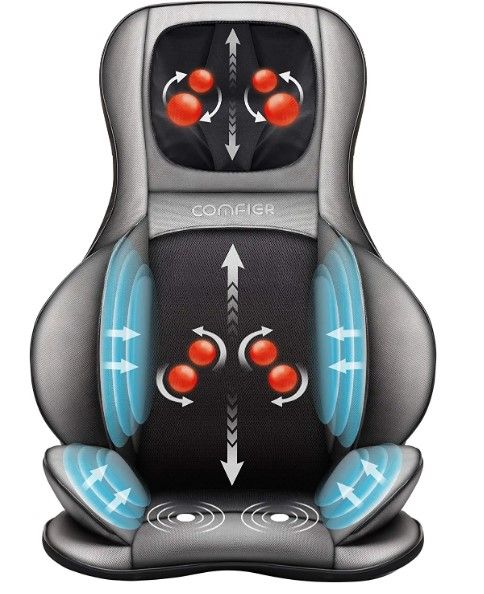 Photo 1 of Comfier Shiatsu Neck & Back Massager – 2D/3D Kneading Full Back Massager with Heat & Adjustable Compression, Massage Chair Pad for Shoulder Neck and Back Full Body, Gifts for Men Dad
