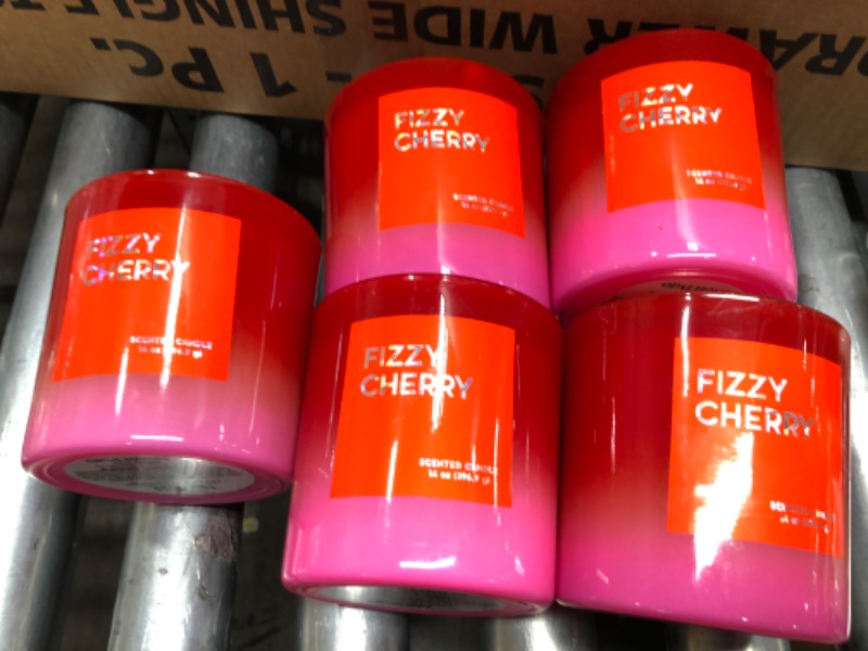 Photo 2 of 12oz Ombre Oval Candle Fizzy Cherry Red - Opalhouse 5 PACK