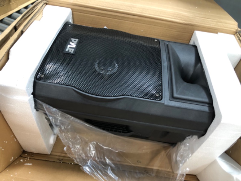 Photo 2 of Wireless Portable PA Speaker System - 700 W Battery Powered Rechargeable Sound Speaker and Microphone Set with Bluetooth MP3 USB Micro SD FM Radio AUX 1/4" DJ lights - For PA / Party - Pyle PSUFM1280B
