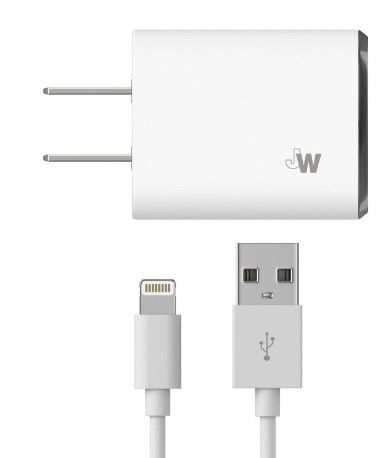 Photo 1 of Just Wireless 17W 1-Port USB-A Home Charger with 6' TPU Lightning to USB-A Cable - White

