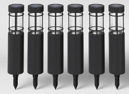 Photo 1 of 6pk Caged Bollard Pathway Light Black - Threshold™

