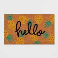 Photo 1 of 1'6"x2'6" 'Hello' Pineapple Doormat Natural - Sun Squad™ 2pack