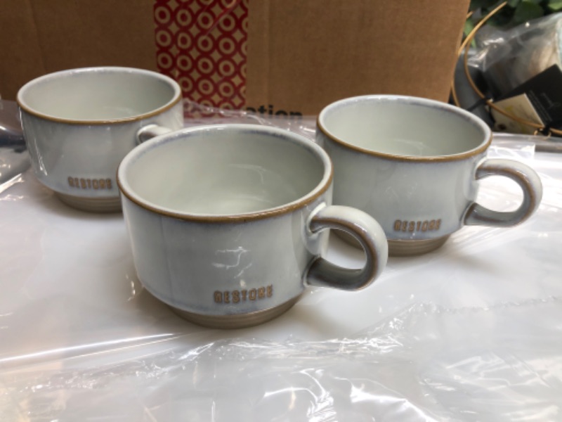 Photo 2 of 10oz Restore Stoneware Mug with Exposed Base Light Gray - Hearth & Hand™ with Magnolia pack of 3