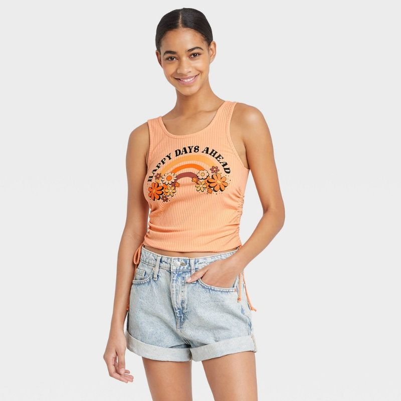 Photo 1 of 2 PACK
Women's the Flintstones Pebbles and Bamm Bamm One Shoulder Graphic Tank Top -
L
Women's Happy Days Ahead Cinched Cropped Graphic Tank Top -
M
