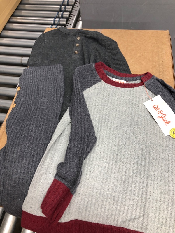 Photo 2 of Baby Boys' Cozy Waffle Top & Bottom Set - Cat & Jack™ Gray with extra one piece long sleeve grey 24 M
