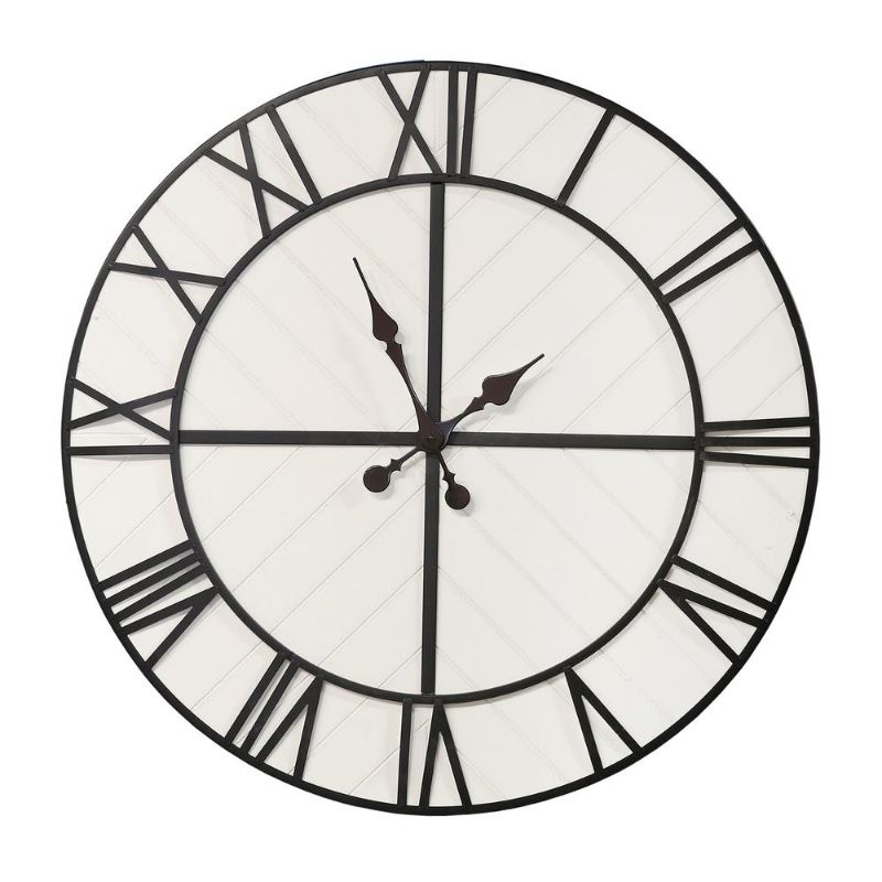 Photo 1 of Stratton Home Decor 31.50" Oversized Henry Wood Wall Clock in White
