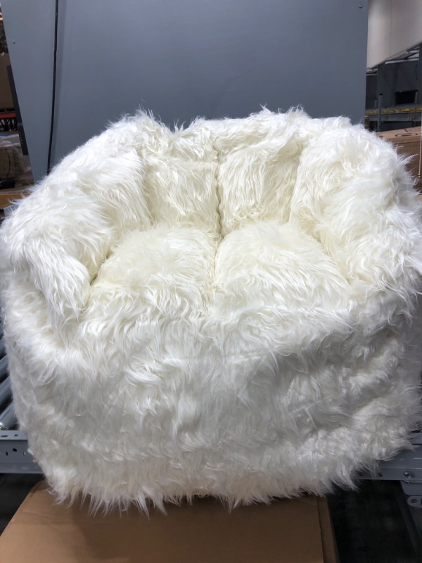 Photo 2 of "Big Joe Milano Beanbag Chair Ivory Shag"
