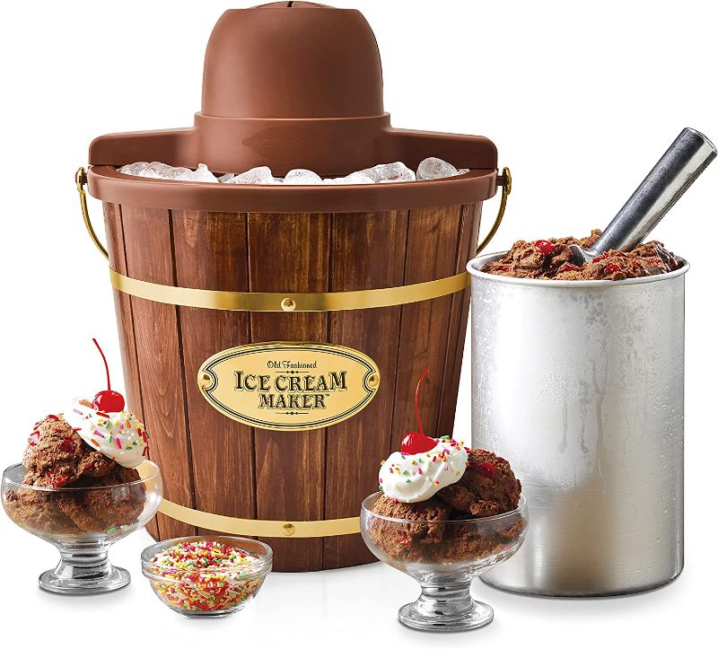 Photo 1 of Nostalgia Electric Bucket Ice Cream Maker with Easy-Carry Handle, Makes 4-Quarts in Minutes