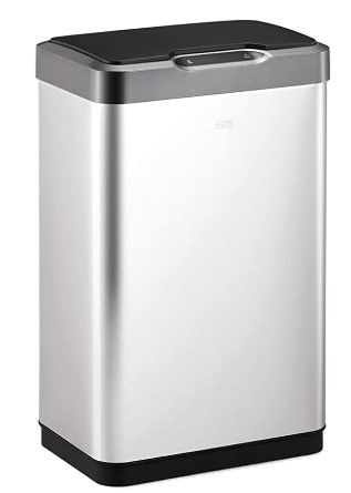 Photo 1 of ***SEE NOTE*** EKO Mirage-T 50 Liter / 13.2 Gallon Touchless Rectangular Motion Sensor Trash Can, Brushed Stainless Steel Finish
