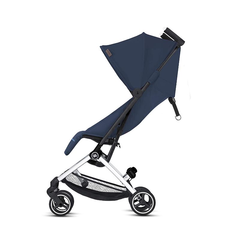 Photo 1 of gb Pockit+ All City, Ultra Compact Lightweight Travel Stroller with Front Wheel Suspension, Full Canopy, and Reclining Seat in Night Blue
