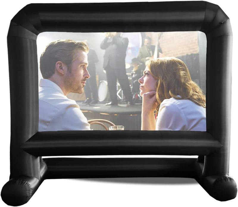 Photo 1 of 14 FT Inflatable Projector Movie Screen for Outside Indoor 104" Front/Rear Projection Blow Up Screen for Super Bowl Party Backyard Outdoor Movie Night Barbecue Party (Stable Base)
