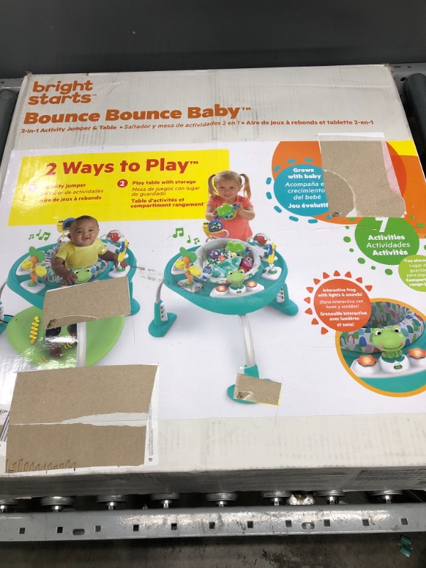 Photo 2 of Bright Starts Bounce Bounce Baby 2-in-1 Activity Center Jumper & Table - Playful Pond (Green), 6 Months+
