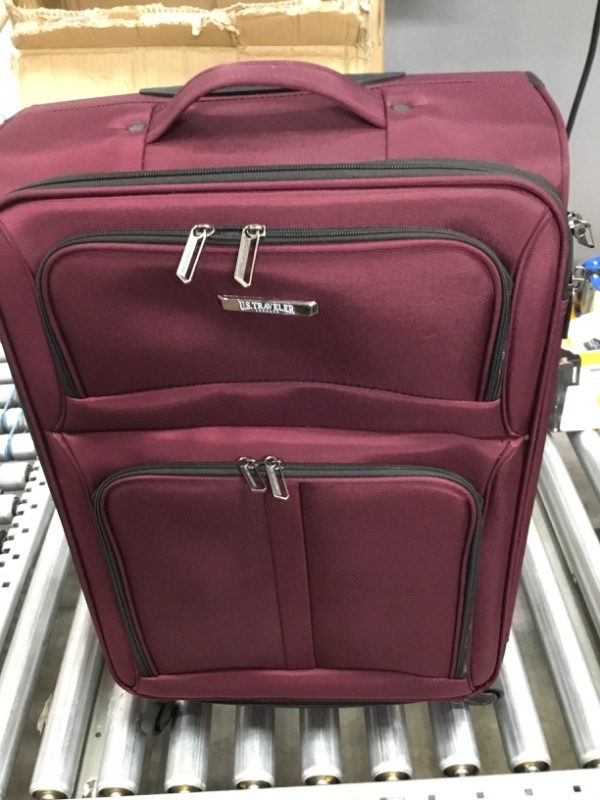 Photo 2 of U.S. Traveler Anzio Softside Expandable Spinner Luggage, Burgundy, Checked-Medium 26-Inch
