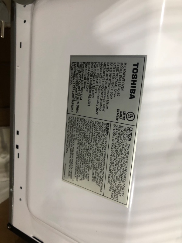 Photo 4 of ***PARTS ONLY*** Toshiba EM131A5C-BS Microwave Oven with Smart Sensor, Easy Clean Interior, ECO Mode and Sound On/Off, 1.2 Cu Ft, Black Stainless Steel
