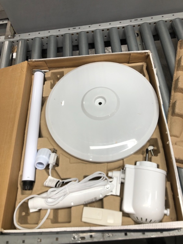 Photo 1 of 16 in. Stand Fan, Floor Fan- Remote, Round Base, White
