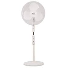 Photo 1 of 16 in. Stand Fan, Floor Fan- Remote, Round Base, White
