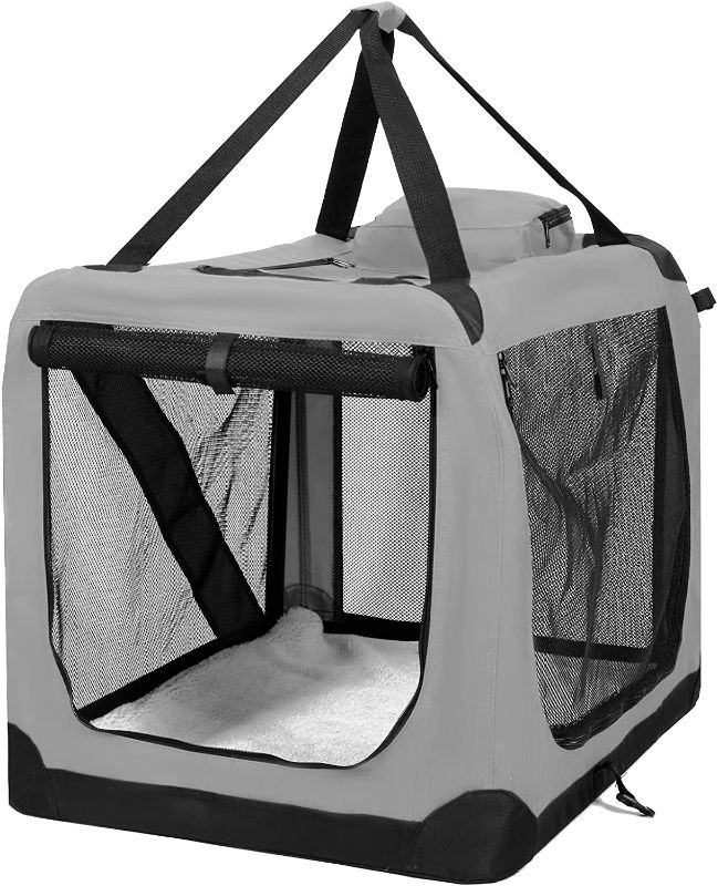 Photo 1 of 3-Door Soft Dog Crate, Portable Dog Crate for Travel Soft Sided Folding Pet Carrier with Mesh Mat for Cats, 5 Size for Dogs Indoor and Outdoor Use