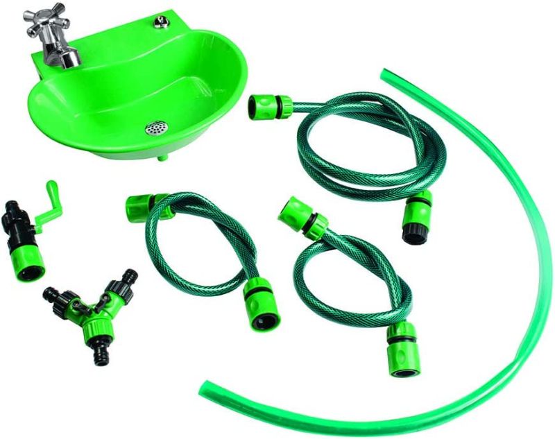 Photo 1 of 2-in-1 Outdoor Water Fountain and Faucet, Green