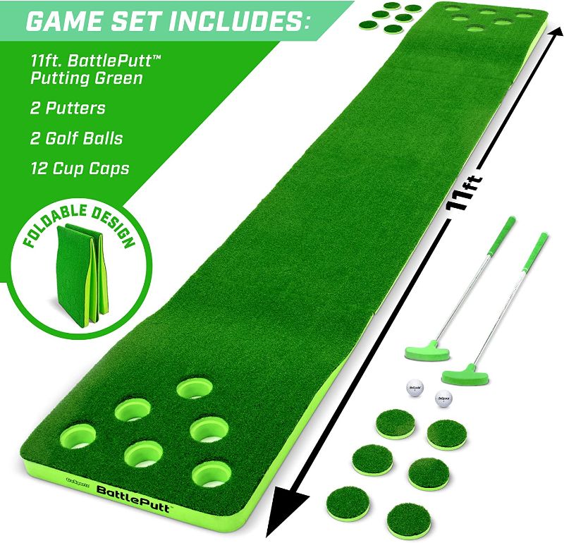 Photo 1 of GoSports Battleputt Golf Putting Game, 2-on-2 Pong Style Play with 11" Putting Green, 2 Putters and 2 Golf Balls