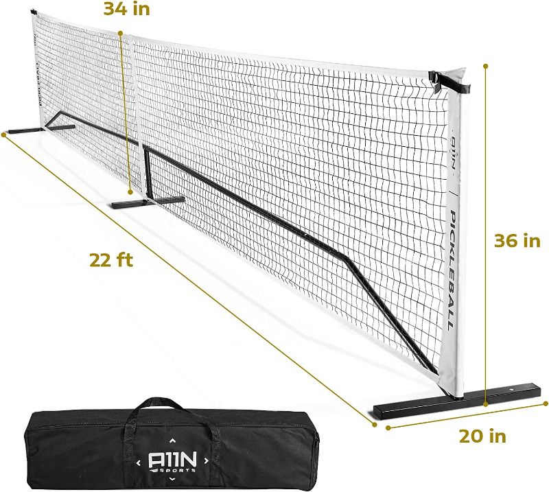 Photo 2 of A11N Portable Pickleball Net System, Designed for All Weather Conditions with Steady Metal Frame and Strong PE Net, Regulation Size Net with Carrying Bag