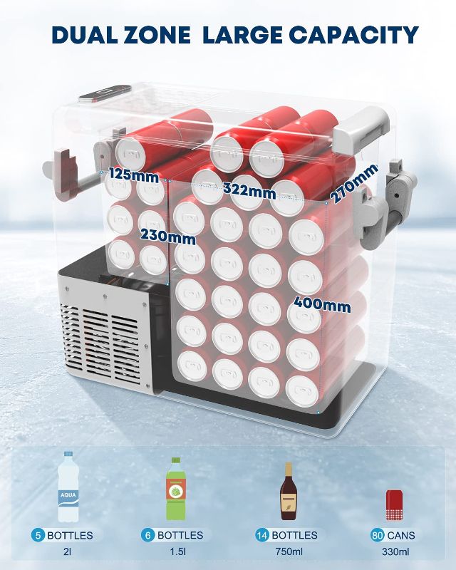 Photo 1 of Kohree 12 Volt Refrigerator Portable Car Fridge 53 Quart (50L) Dual Zone Fast Cooling Freezer (-4?-50?), Travel Electric Coolers for Truck, Vehicles, RV, Camping, Boat and Household-12V/24V DC and 110V/240V AC