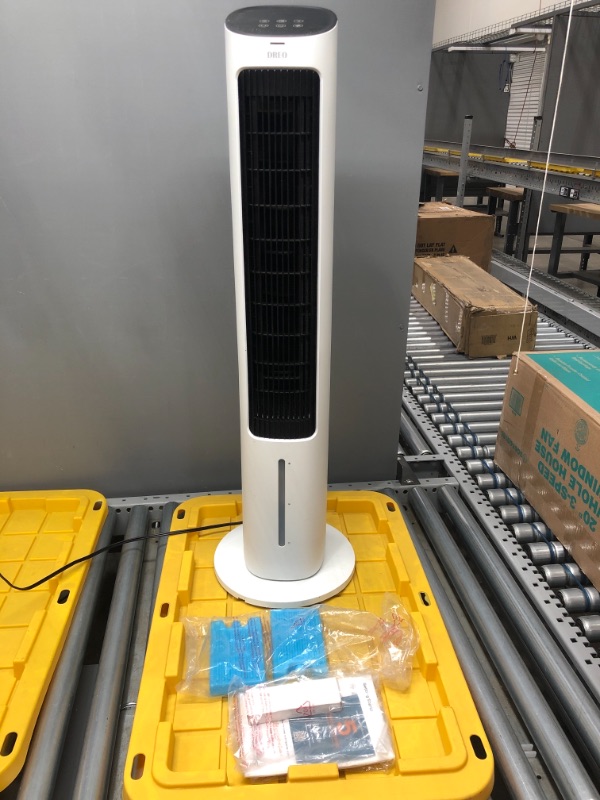 Photo 1 of Dreo Evaporative Air Cooler, 40” Cooling Fan with 80° Oscillating, Humidifying, Removable Water Tank, Filter, Ice Packs, Remote Control, 3 Speeds, 7H Timer, Personal Swamp Cooler, White, DR-HEC001