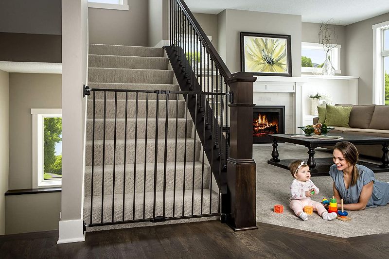 Photo 1 of Regalo 2-in-1 Extra Tall Easy Swing Stairway and Hallway Walk Through Baby Gate, Black
