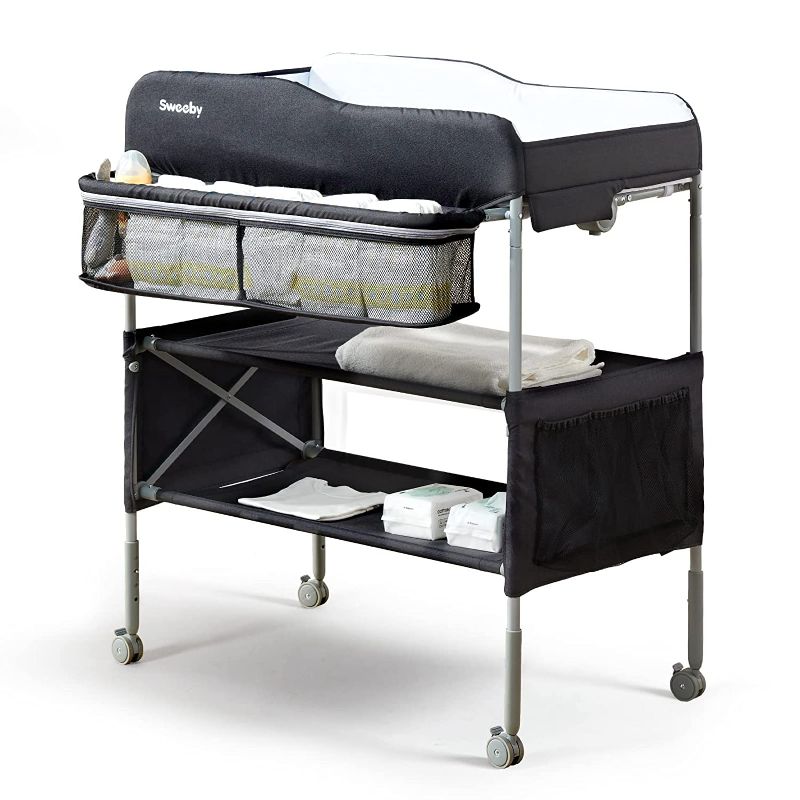 Photo 1 of Sweeby Portable Baby Changing Table, Foldable Changing Table Dresser Changing Station for Infant, Waterproof Diaper Changing Table Pad Topper