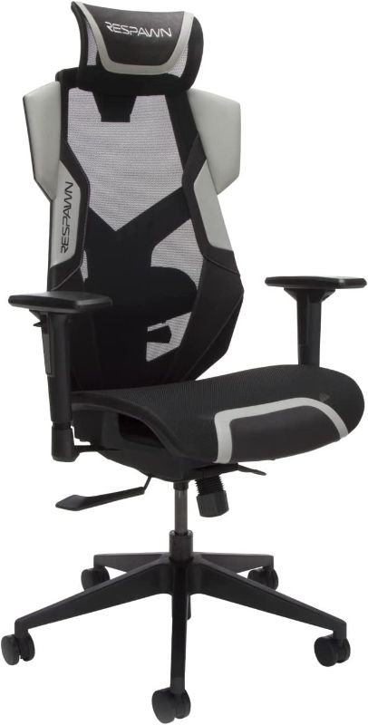 Photo 1 of RESPAWN FLEXX Gaming Chair Mesh Ergonomic High Back PC Computer Desk Office Chair - Adjustable Lumbar Support, Seat-Slide, 115 Degree Syncro-Tilt Recline, 2D Armrests & Headrest, 300lb Max - Grey
