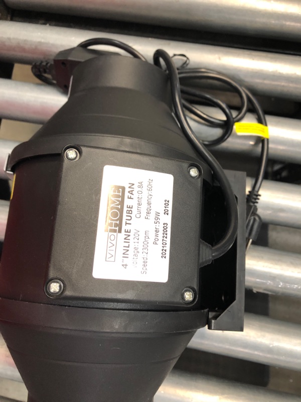 Photo 1 of VIVOHOME 4 Inch 188 CFM Black Round Exhaust Inline Duct Fan with Variable Speed Controller for Indoor Garden Ventilation
