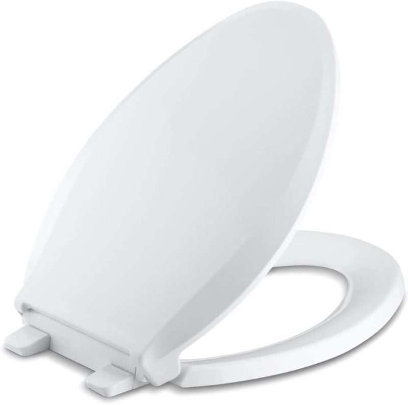 Photo 1 of *** PARTS ONLY ***CRACKED**
KOHLER K-4636-0 Cachet Quiet Close Toilet Seat, White, Elongated