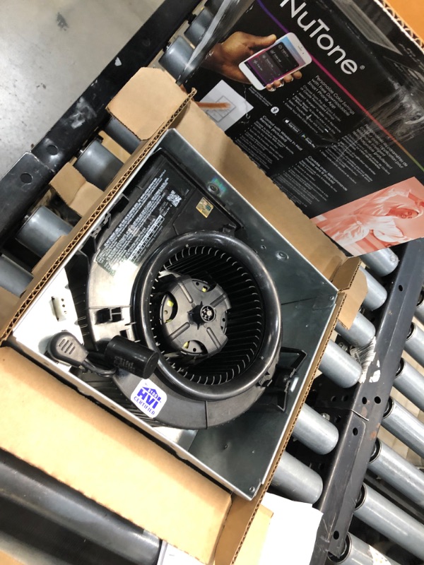 Photo 1 of **opened to view parts**
Broan-Nutone 110 CFM 1.5 Sones Bathroom Fan, ChromaComfort Bluetooth Speaker (for Bathrooms up to 105 Sq. Ft.)
