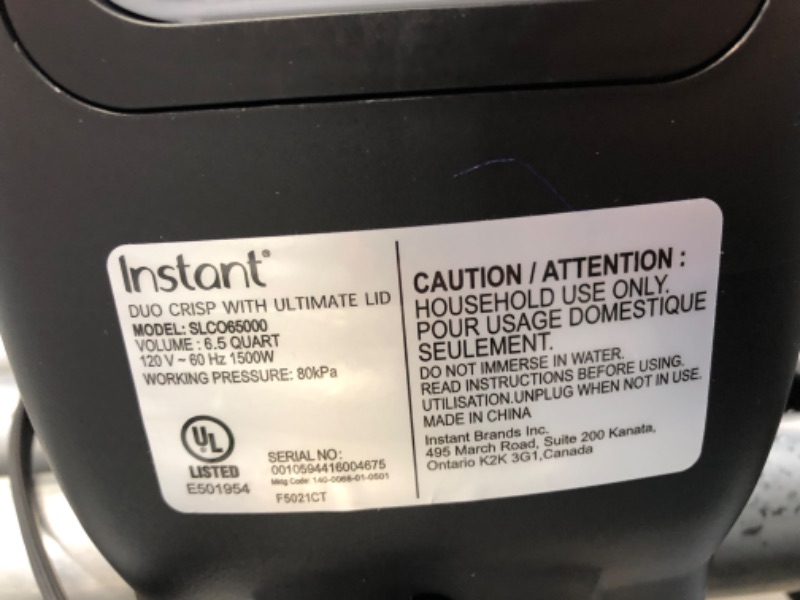 Photo 6 of **MINOR DAMAGE TO FRYER**
Instant Pot Duo Crisp 6.5-quart with Ultimate Lid Multi-Cooker and Air Fryer
