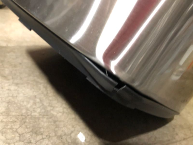Photo 3 of (MISSING POWER CORDS; DENTED TOP; CRACKED BOTTOM CORNER) Simpli-Magic 79207 Stainless Steel Sensor Trash Can, Rectangle, 13 Gallon
