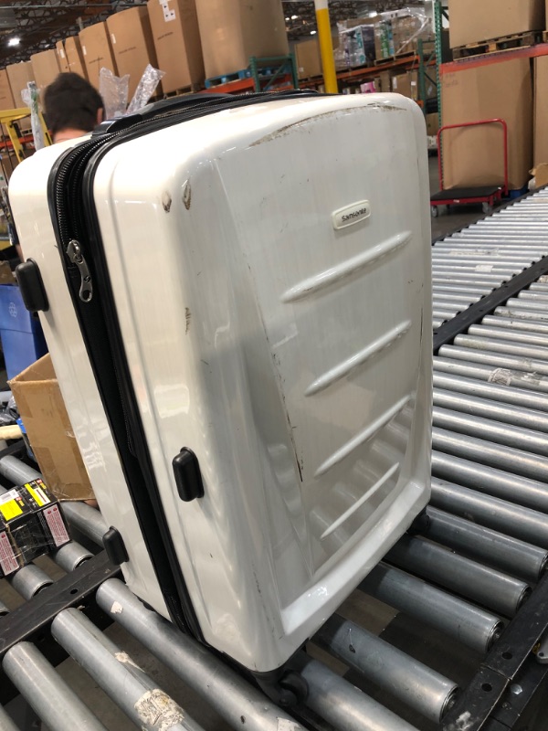Photo 1 of **USED-MAJOR STAINS**
Samsonite Winfield 2 Hardside Expandable Luggage with Spinner Wheels, Brushed White, Checked-Medium 24-Inch
