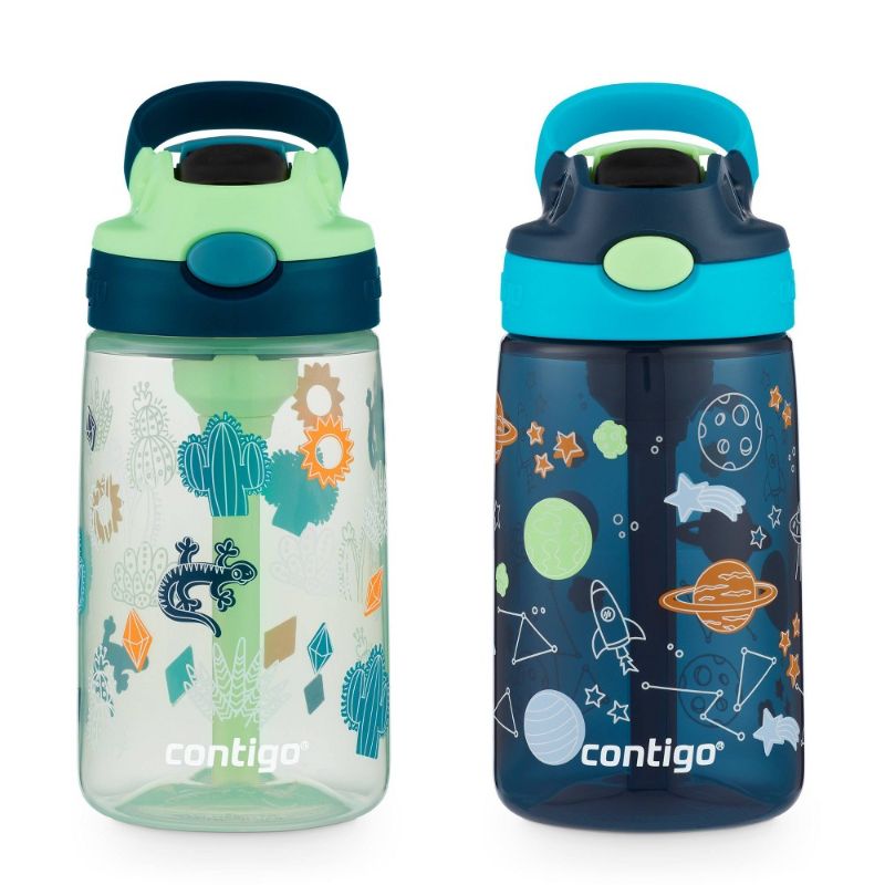Photo 1 of **MISSING CAP ON ONE BOTTLE**NEEDS CLEANING**
Contigo 14oz 2pk Plastic Cleanable Kids' Water Bottles Green/Blue
