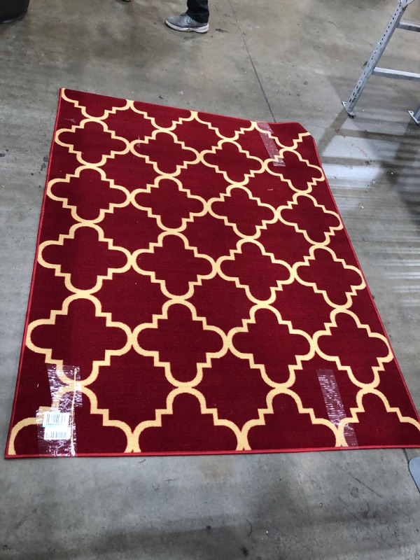 Photo 4 of ** used **
59 inch x 78 inch red and beige rug